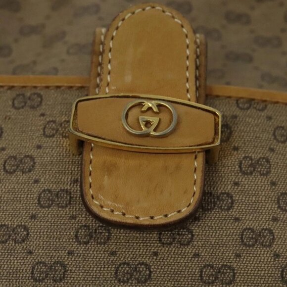 GUCCI Micro GG Supreme Web Sherry Line Bag PVC Beige Gold Auth gh497 - Picture 12 of 16